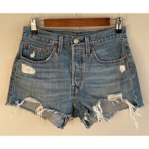 Levi’s 501 Distressed Cutoff HR Jean Denim Shorts Midrise Size 26 Cotton Women’s